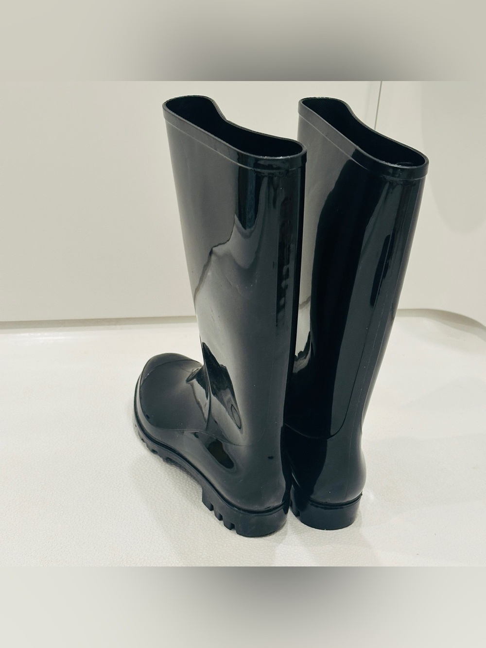 🔥Time and Tru Black Glossy Rain Boots / Size 9🖤